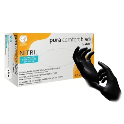 Rękawice nitrylowe czarne S 100 sztuk Pura Comfort Black AMPri