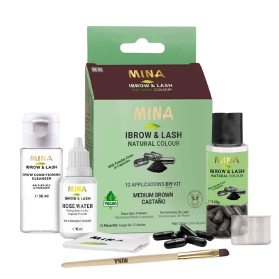 Henna pudrowa do brwi i rzęs kapsułki Medium Brown MINA